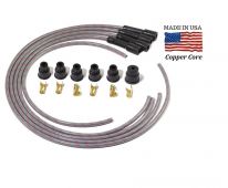 Premium Spark plug wire set - Grey Cloth Braided USA Made Copper Core